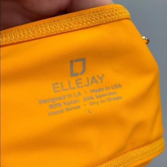 Ellejay Lauren Pink Orange Color Block Bandeau Bikini Top Size Large NWT - Picture 6 of 8